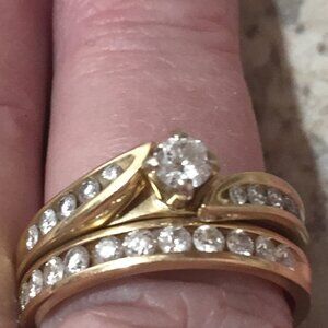 Gold & Diamond Wedding and Engagement Rings Set